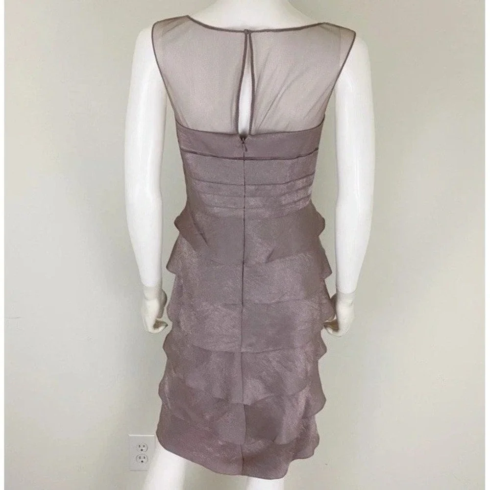 NWT Adrianna Papell Anthropologie Women's 8 Cocktail Dress Mauve Metallic Tiered